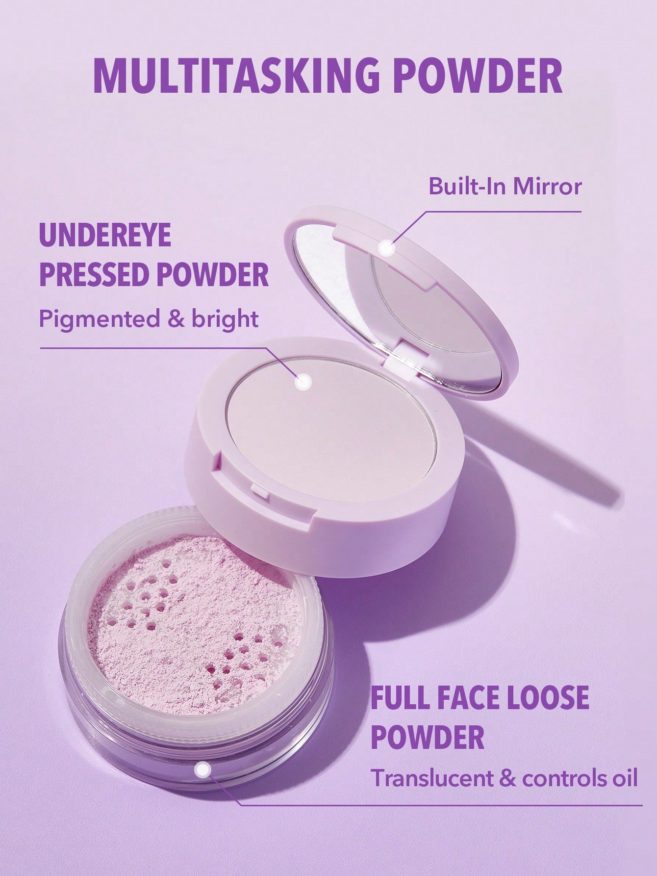 Insta-Ready Face & Under Eye Setting Powder Duo-Smooth Sand