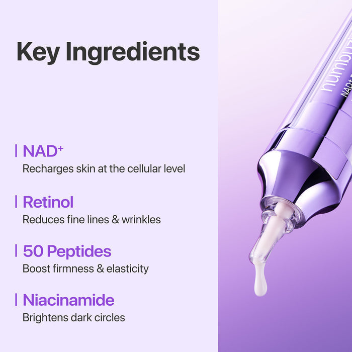 Numbuzin No.9 NAD+ Retinol Eye Cream, Depuffing & Firming Eye Serum for Dark Circles, Wrinkles & Fine Lines, Peptides & Niacinamide for Glow & Undereye Radiance