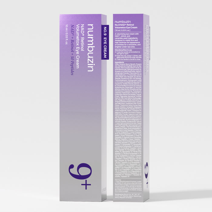 Numbuzin No.9 NAD+ Retinol Eye Cream, Depuffing & Firming Eye Serum for Dark Circles, Wrinkles & Fine Lines, Peptides & Niacinamide for Glow & Undereye Radiance