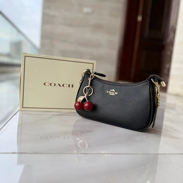 COACH CHERRY CHARM BAG (BLACK)