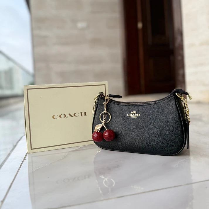 COACH CHERRY CHARM BAG (BLACK)